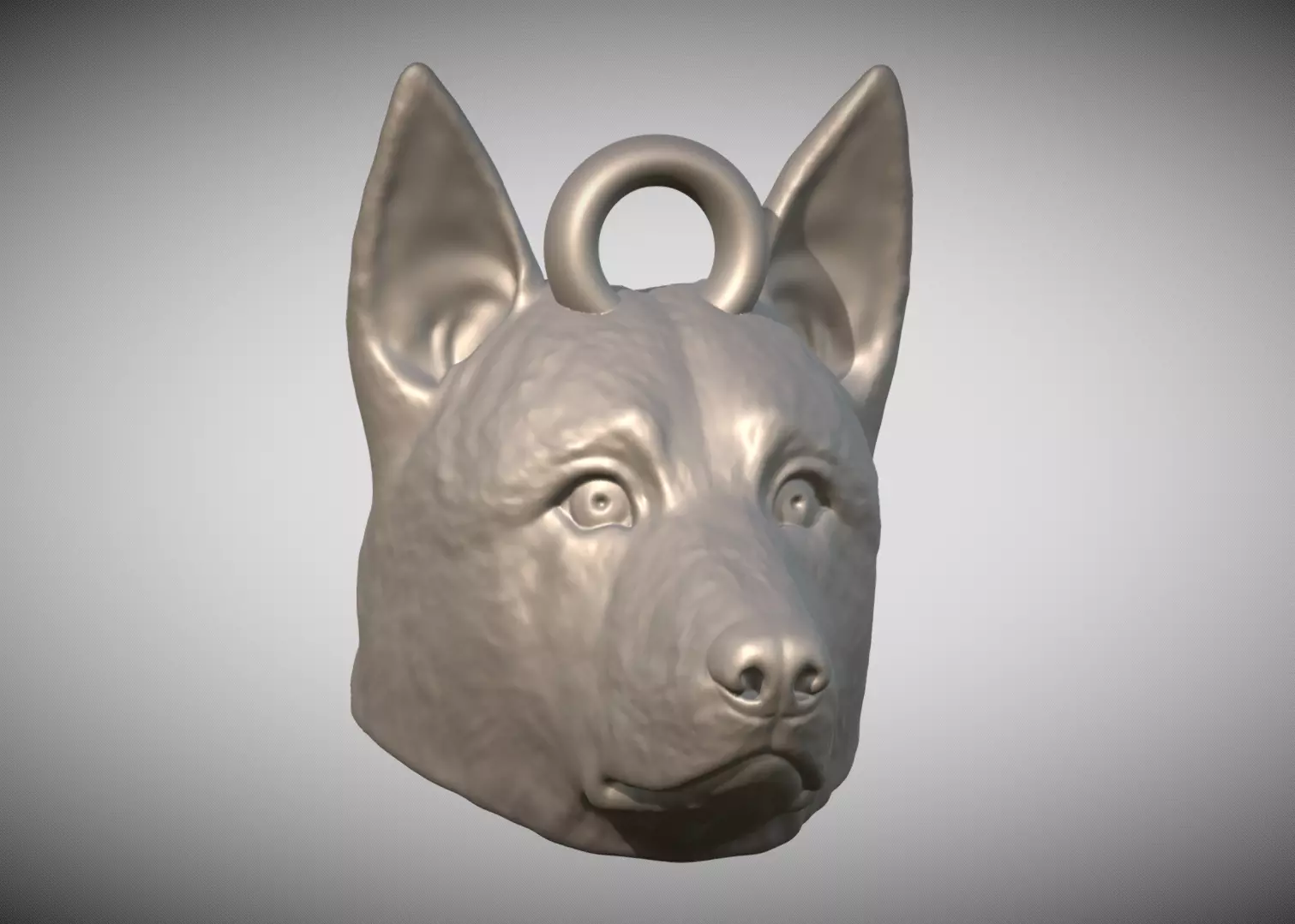 German Shepherd head key ring 3D model ready for 3D printing 3D print model_0
