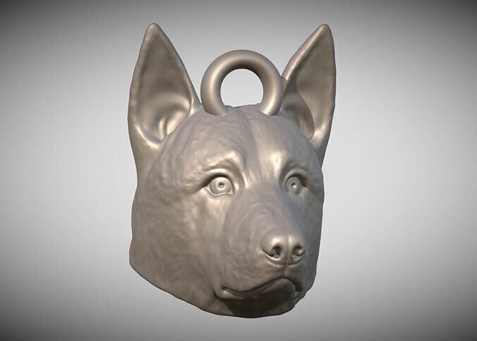 German Shepherd head key ring 3D model ready for 3D printing 3D print model