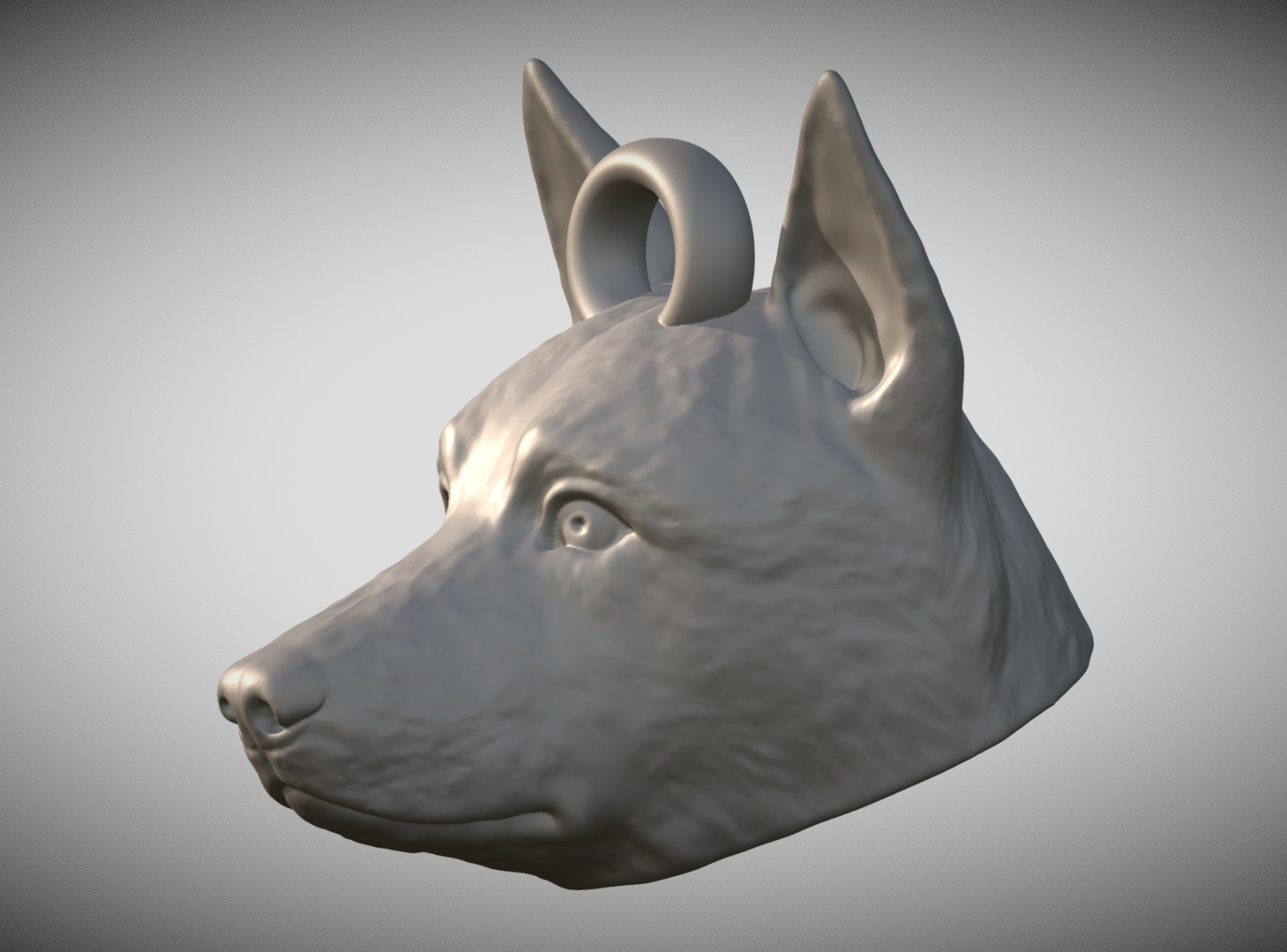 German Shepherd head key ring 3D model ready for 3D printing 3D print model_3