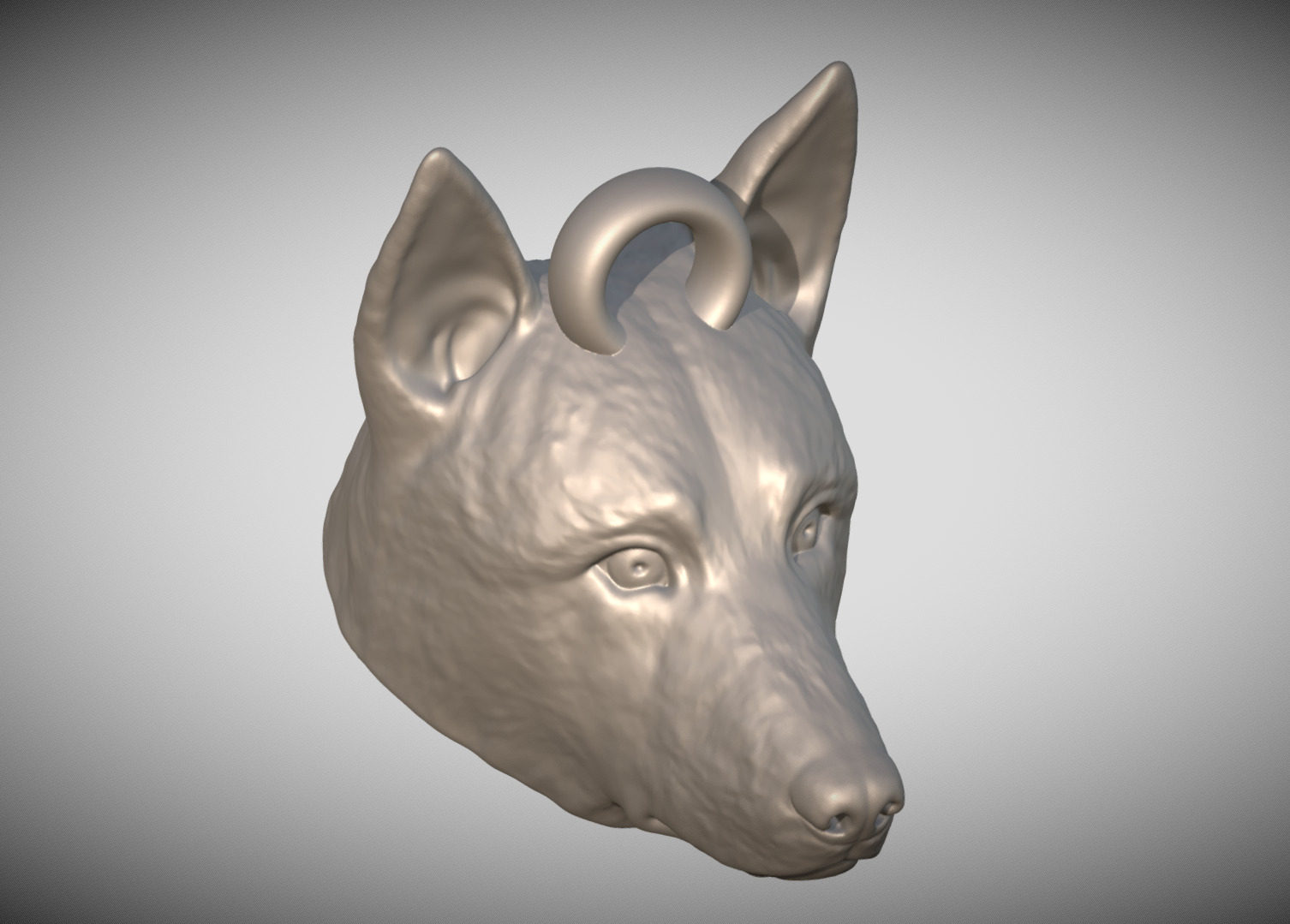 German Shepherd head key ring 3D model ready for 3D printing 3D print model_9