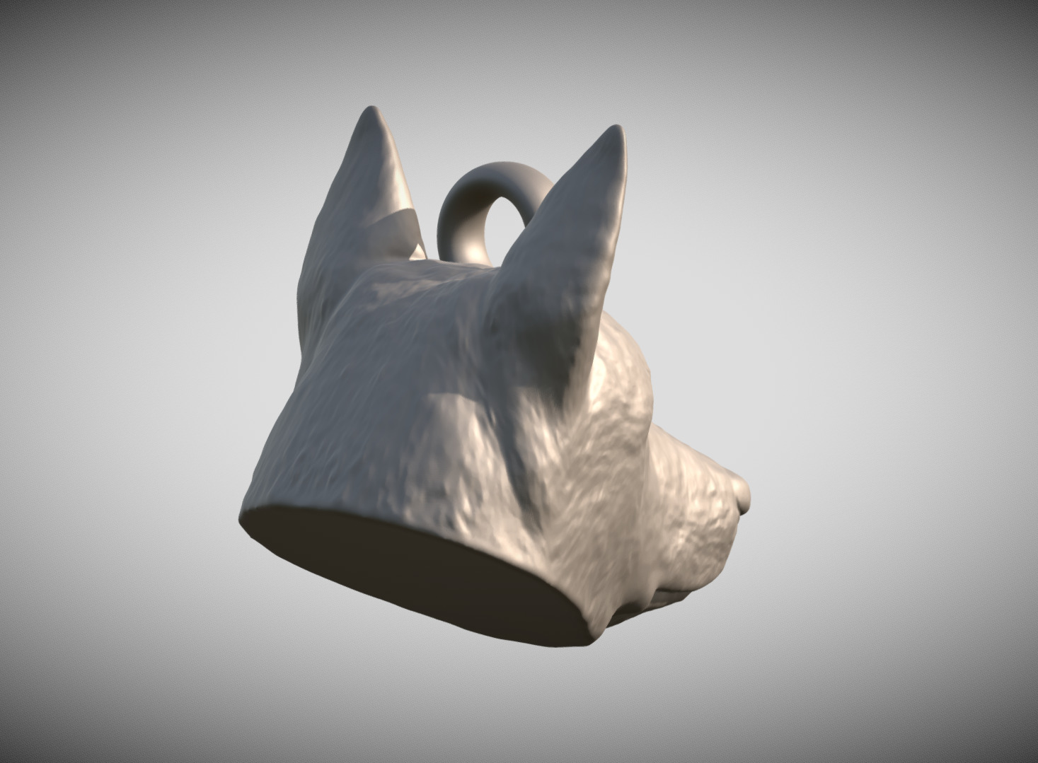 German Shepherd head key ring 3D model ready for 3D printing 3D print model_6