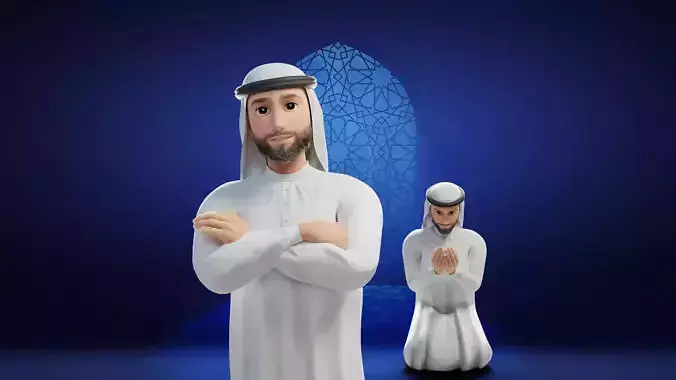 Cartoon Arab Man Rigged  Low-poly 3D model