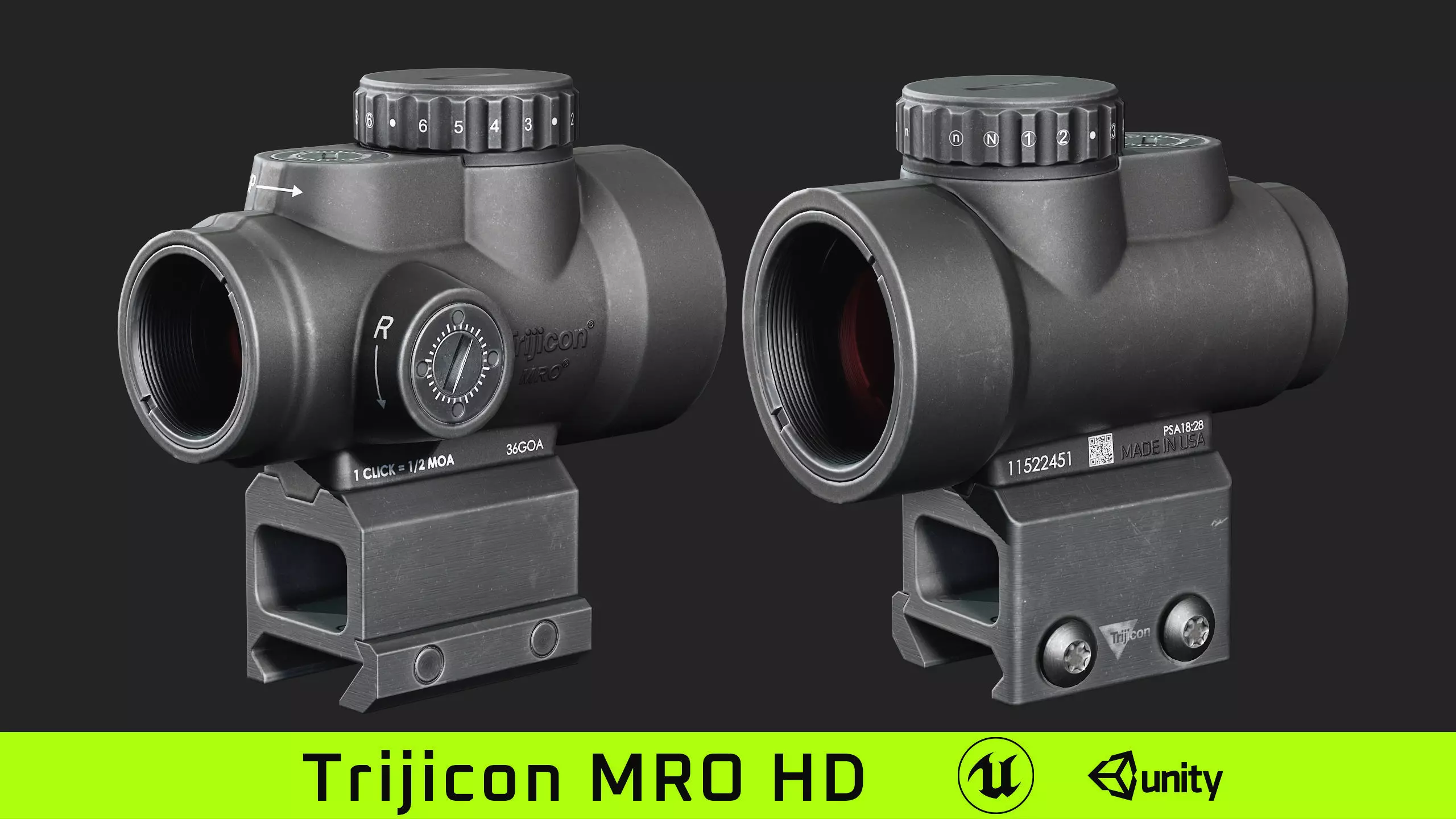 Trijicon MRO HD Low-poly 3D model