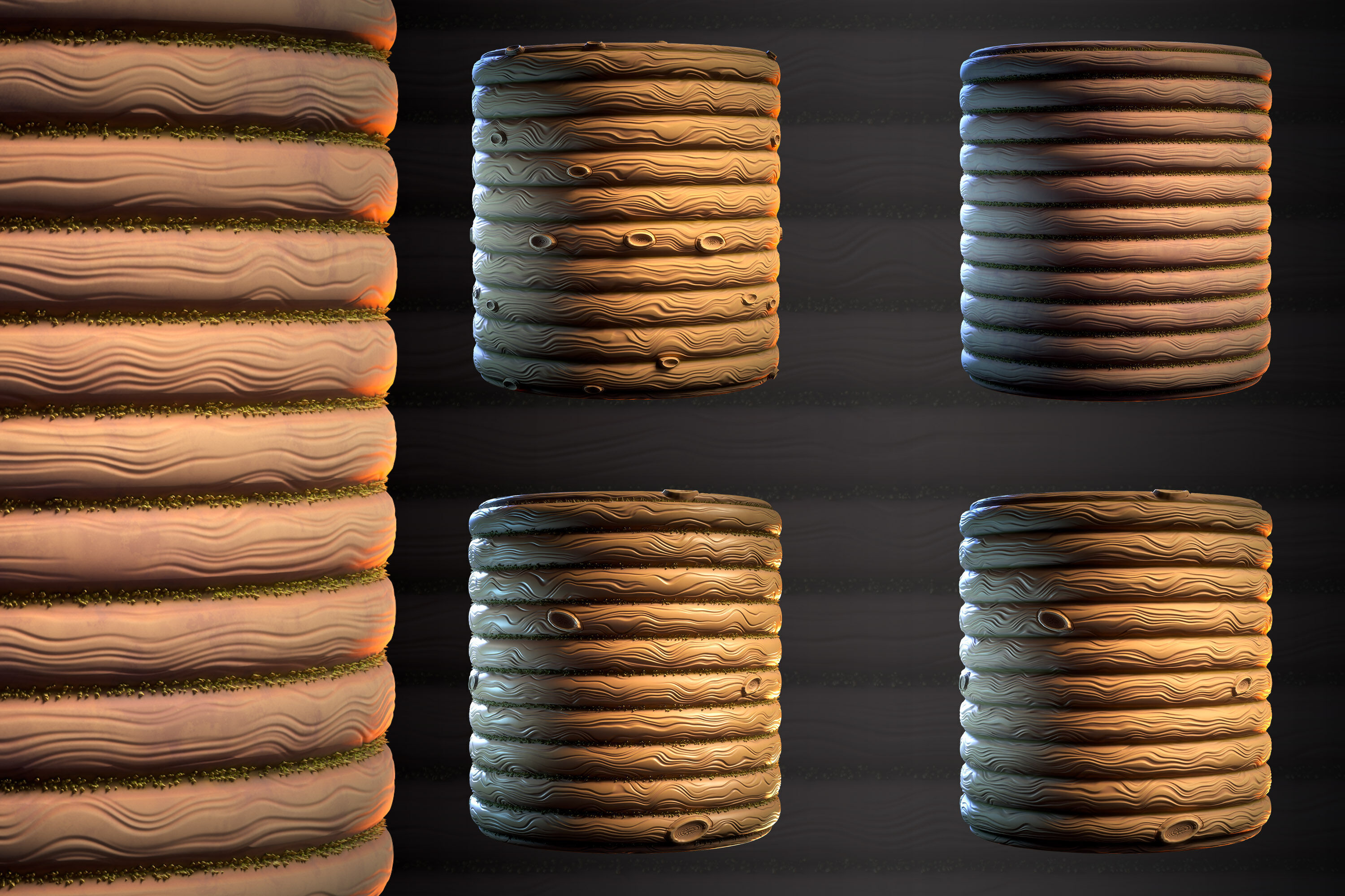 Wood Logs Stylized - VOL 07 - SBsar - Maps Texture_1