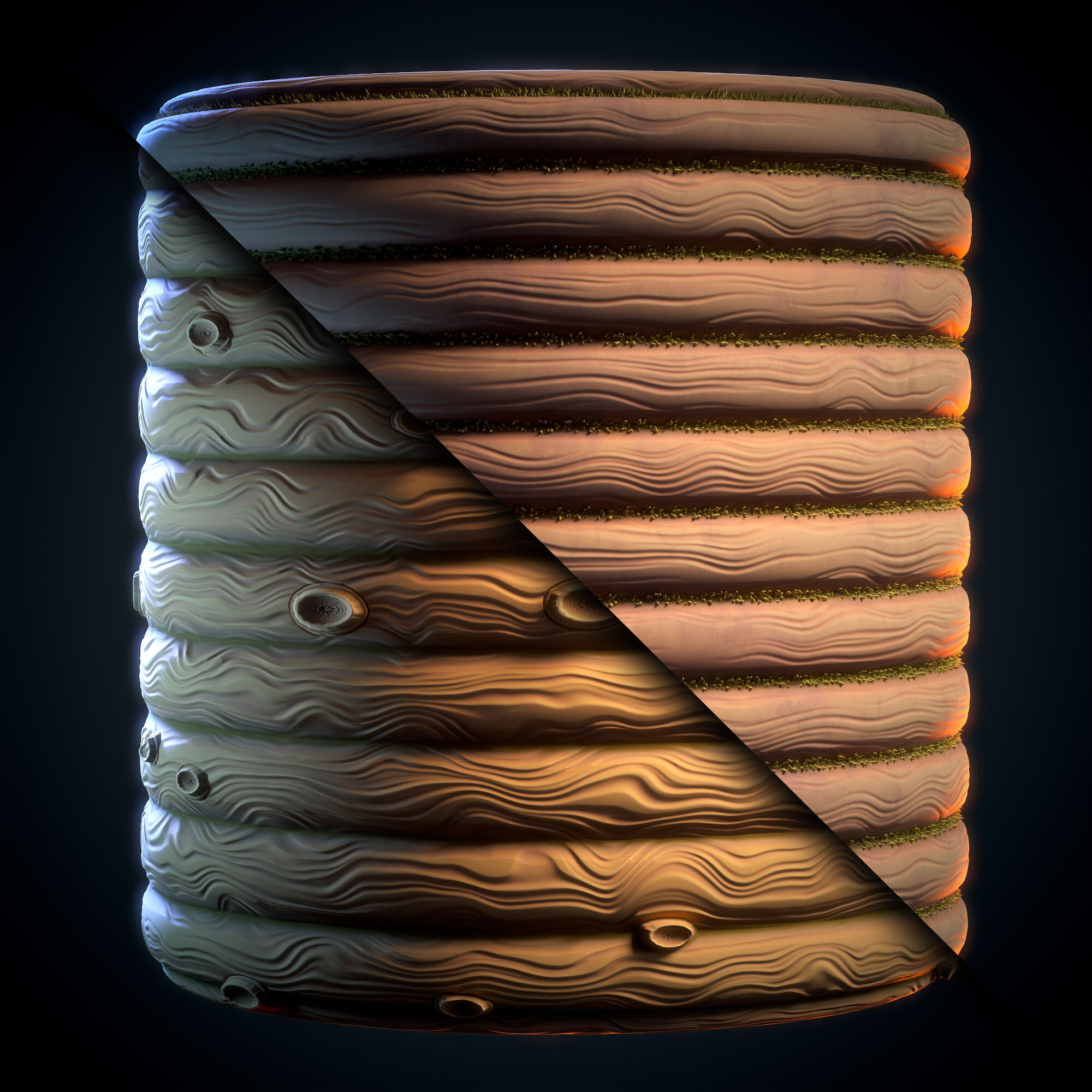 Wood Logs Stylized - VOL 07 - SBsar - Maps Texture_6