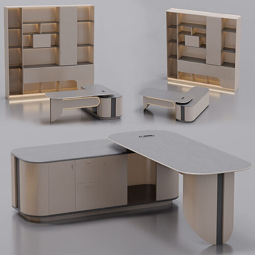 Executive Office desk unit 3D model