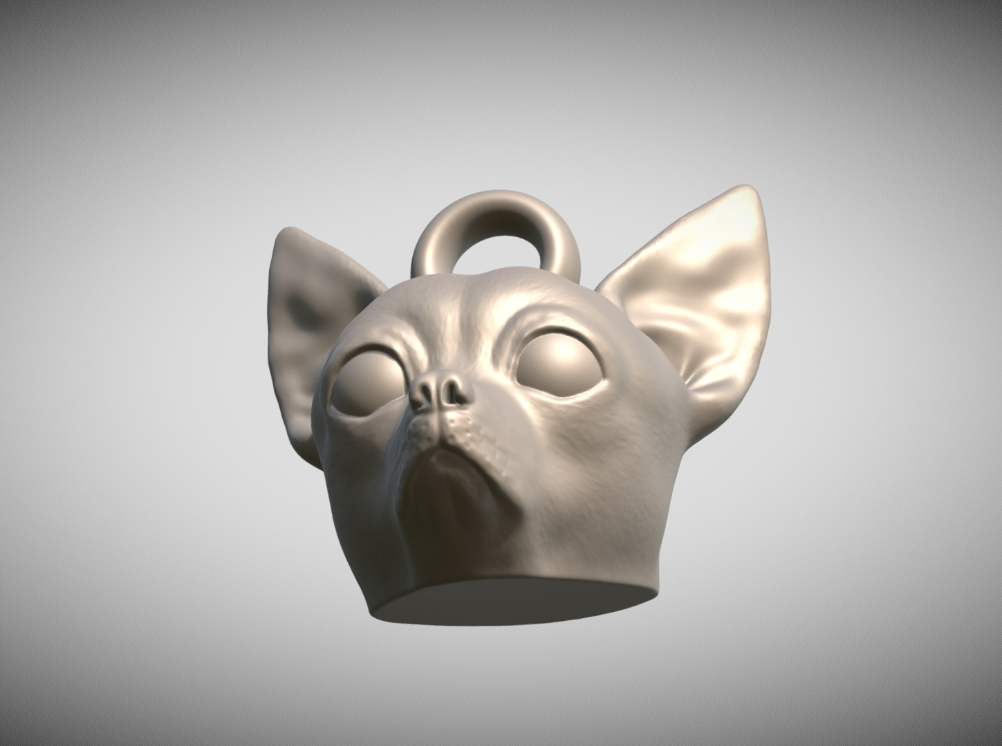  Chihuahua head key ring 3D model ready for 3D printing 3D print model_11