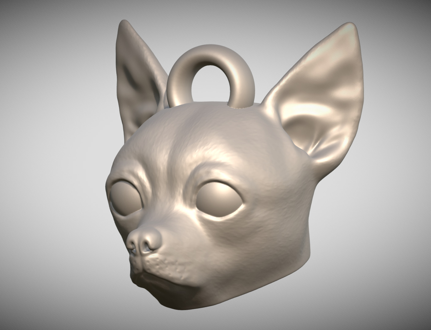  Chihuahua head key ring 3D model ready for 3D printing 3D print model_2