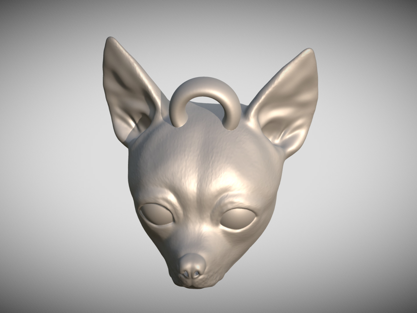  Chihuahua head key ring 3D model ready for 3D printing 3D print model_9