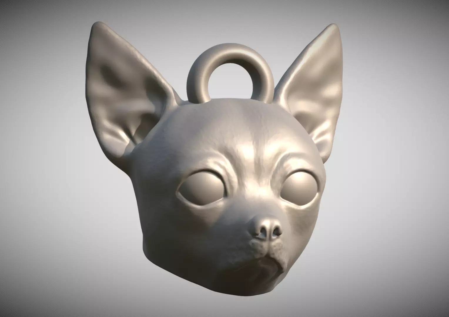  Chihuahua head key ring 3D model ready for 3D printing 3D print model_0