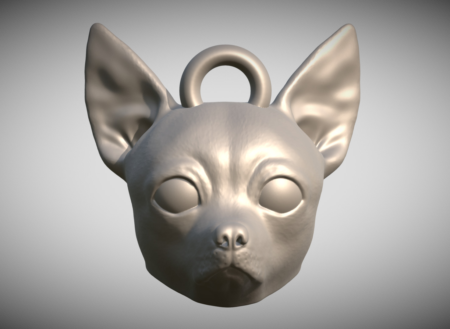  Chihuahua head key ring 3D model ready for 3D printing 3D print model_1