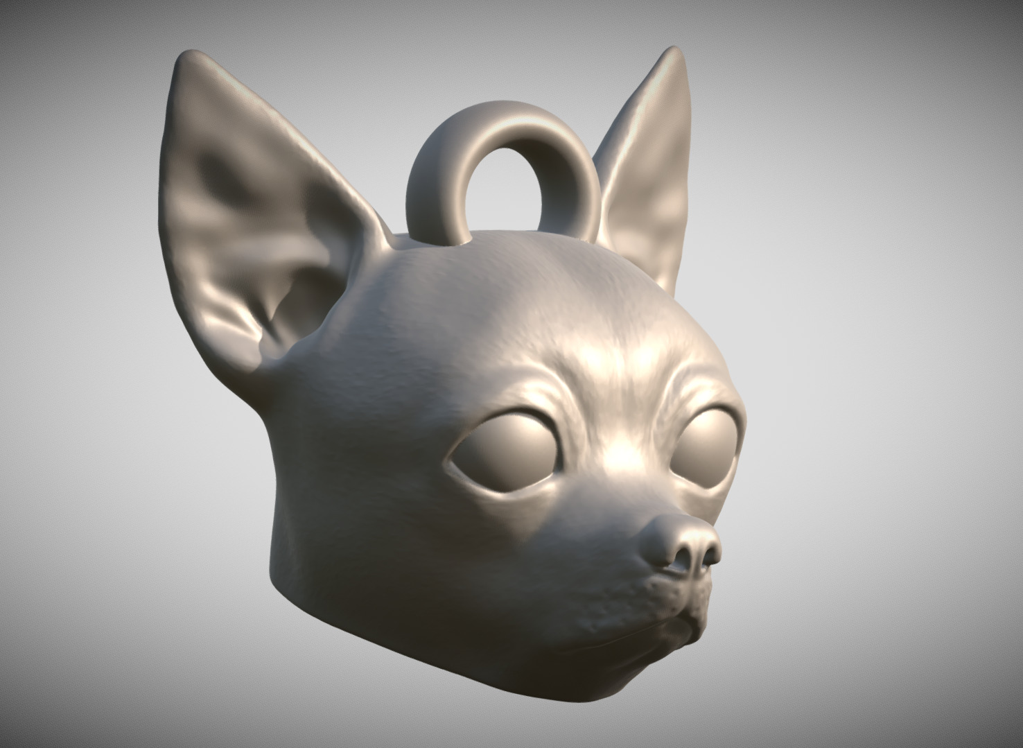  Chihuahua head key ring 3D model ready for 3D printing 3D print model_7