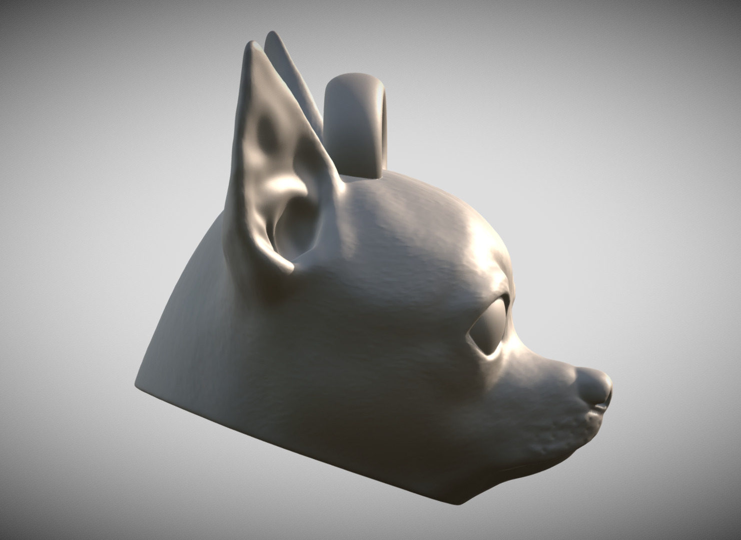  Chihuahua head key ring 3D model ready for 3D printing 3D print model_6