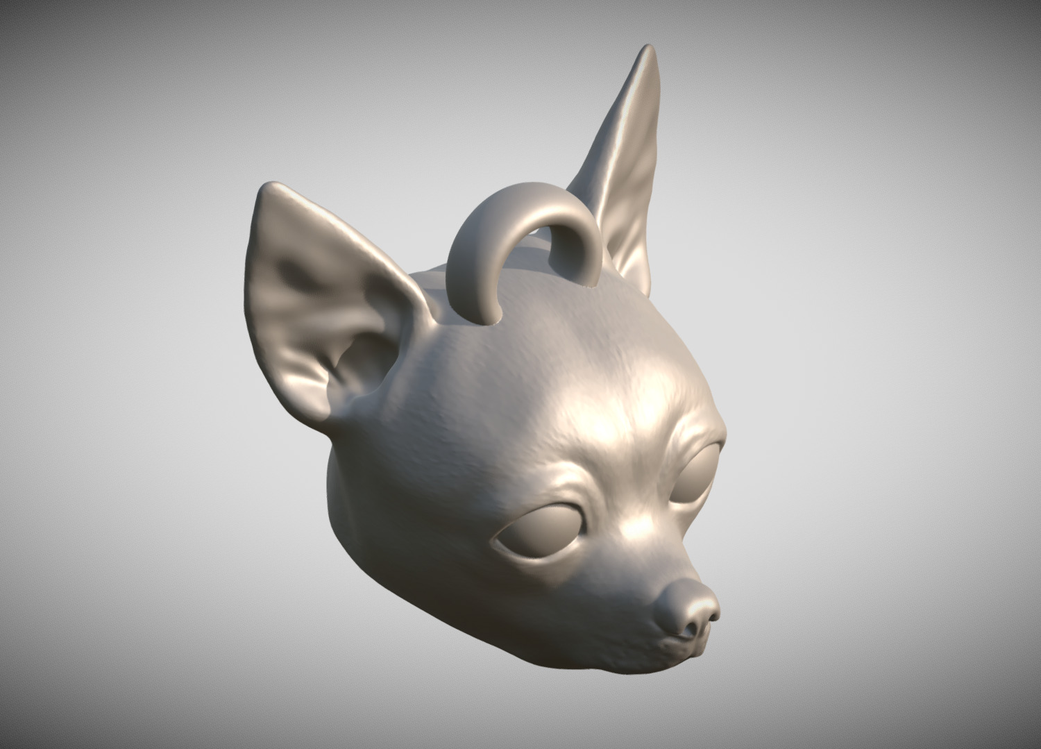  Chihuahua head key ring 3D model ready for 3D printing 3D print model_8