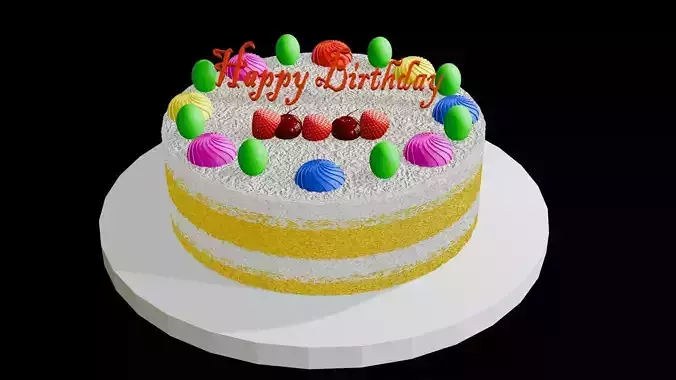 Yellow birthday fruit cake