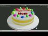 Yellow birthday fruit cake 3D model_1