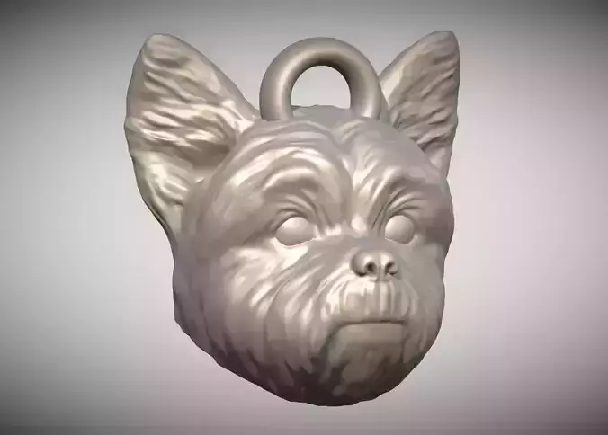 Yorkshire Terrier head key ring 3D model ready for 3D printing