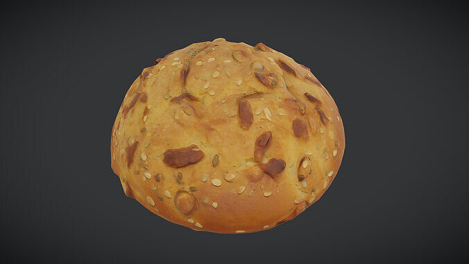 Seeded Bread Roll Low-poly 3D model