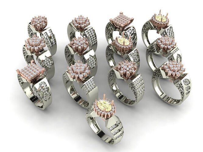 Collection of 13 two piece solitaires 3D print model