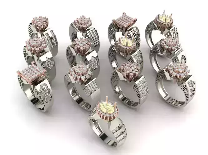 Collection of 13 two piece solitaires 3D print model