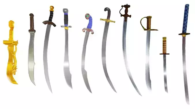Swords Pack Handpainted 1 Low-poly 3D model