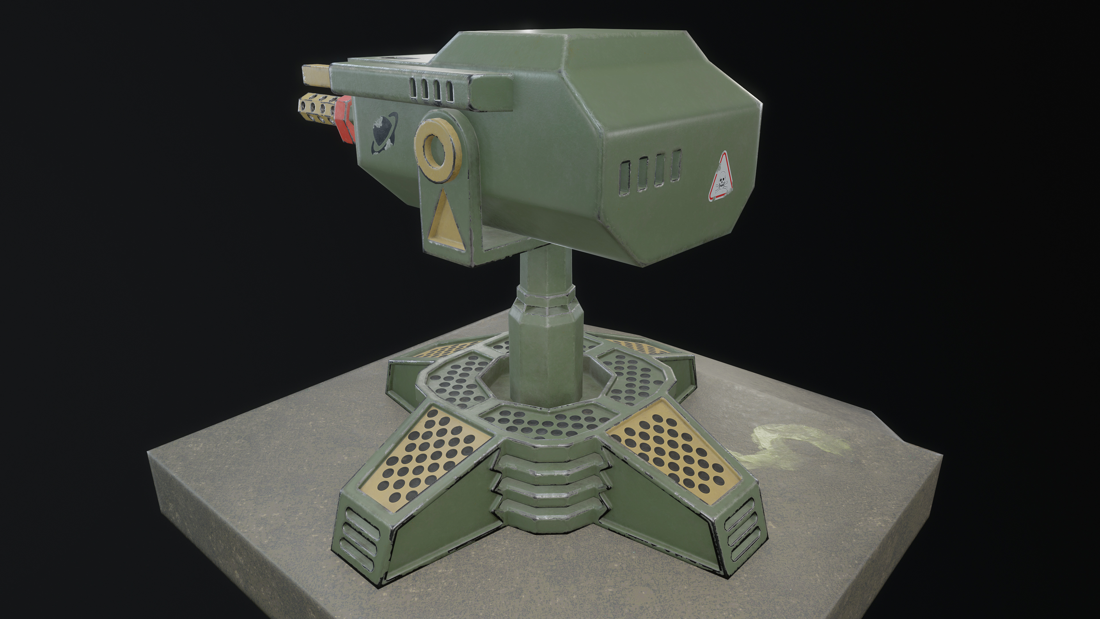 Turret Low-poly 3D model_3