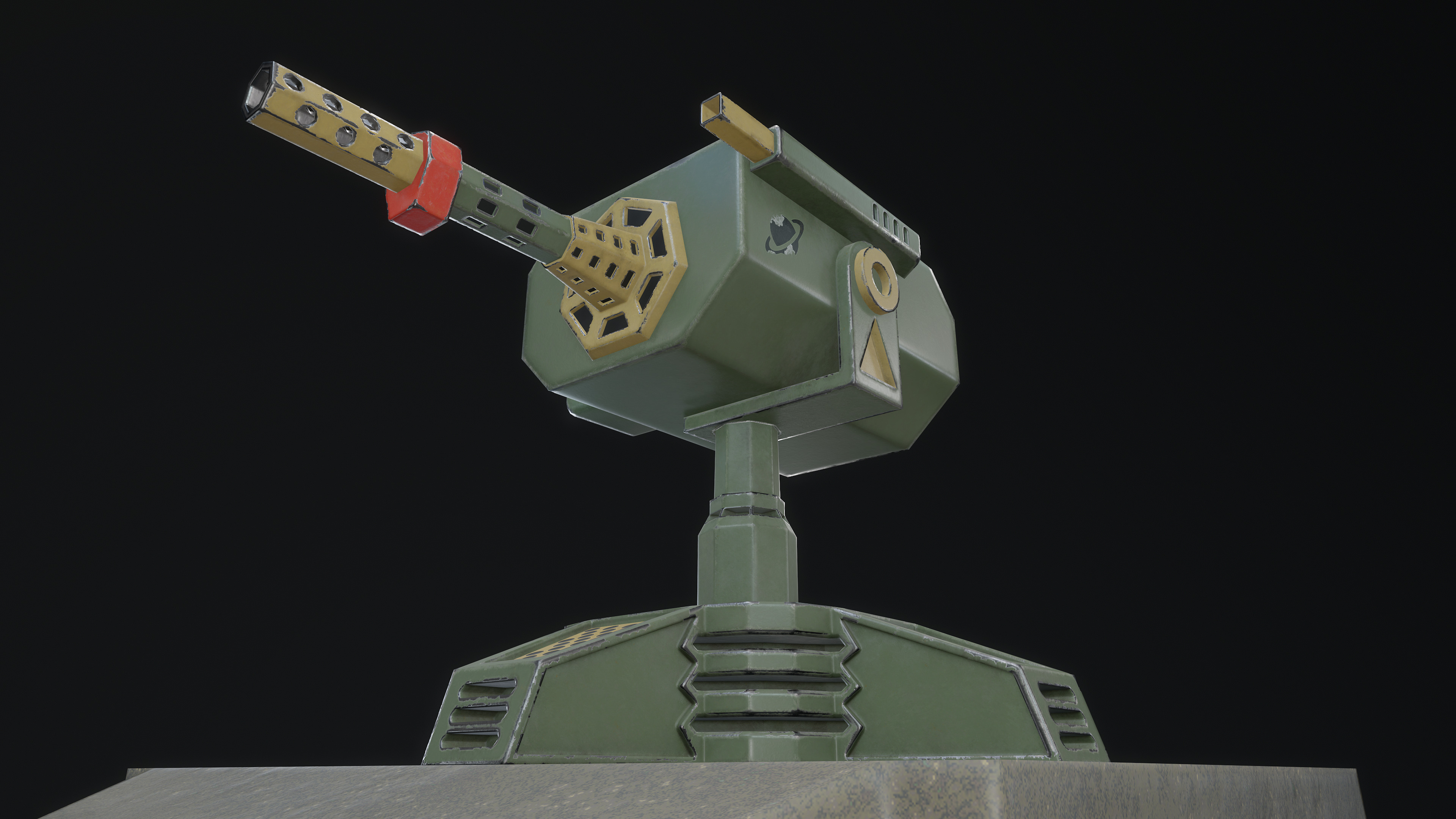Turret Low-poly 3D model_4
