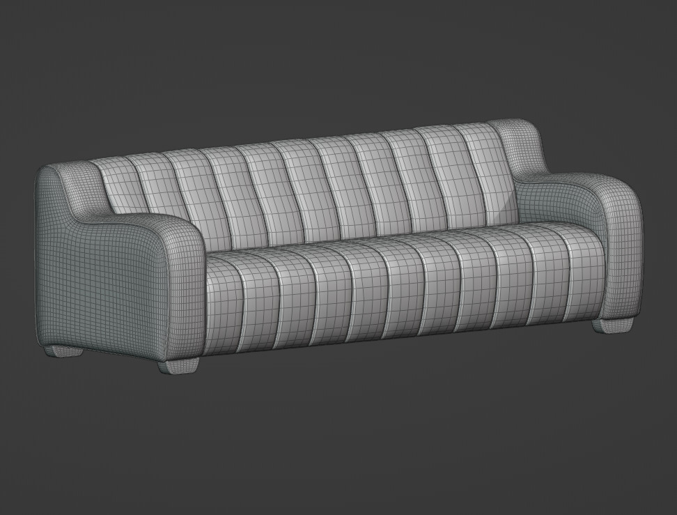 Sofa-4-Seater Low-poly 3D model_8