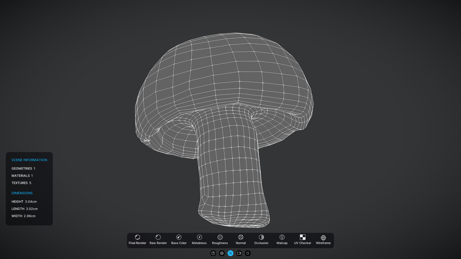 Brown Button Mushroonm Low-poly 3D model_2