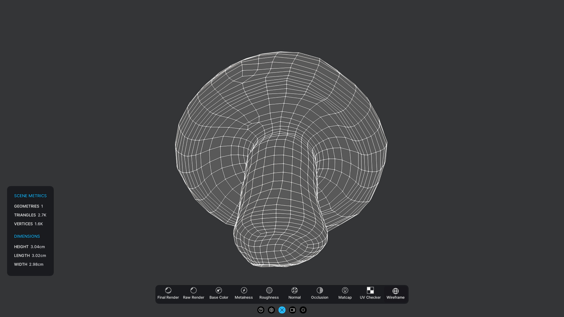 Brown Button Mushroonm Low-poly 3D model_4