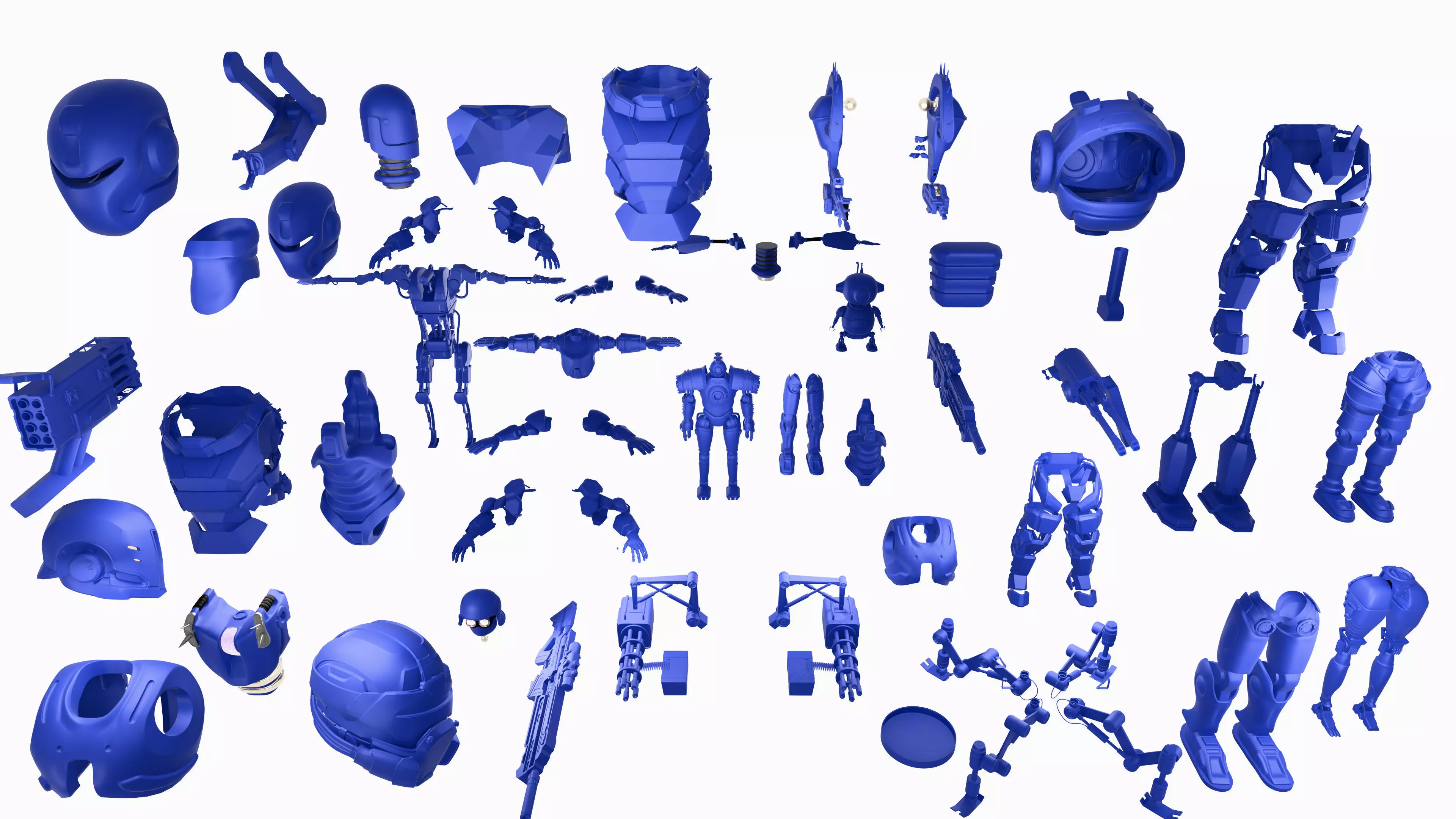 60 Robot Parts Kit - Build Your Own Sci-Fi Bot Low-poly 3D model_0