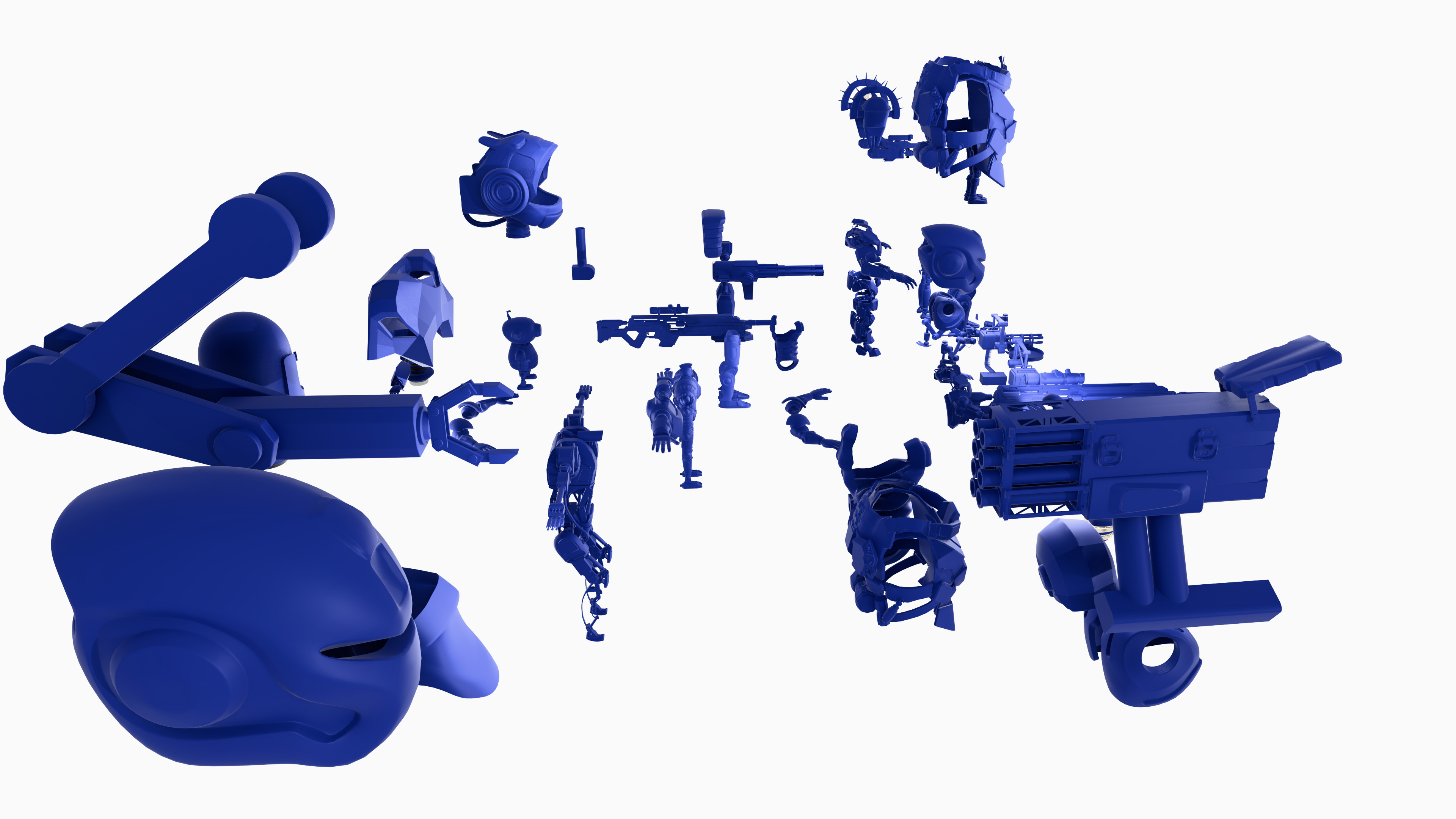 60 Robot Parts Kit - Build Your Own Sci-Fi Bot Low-poly 3D model_4