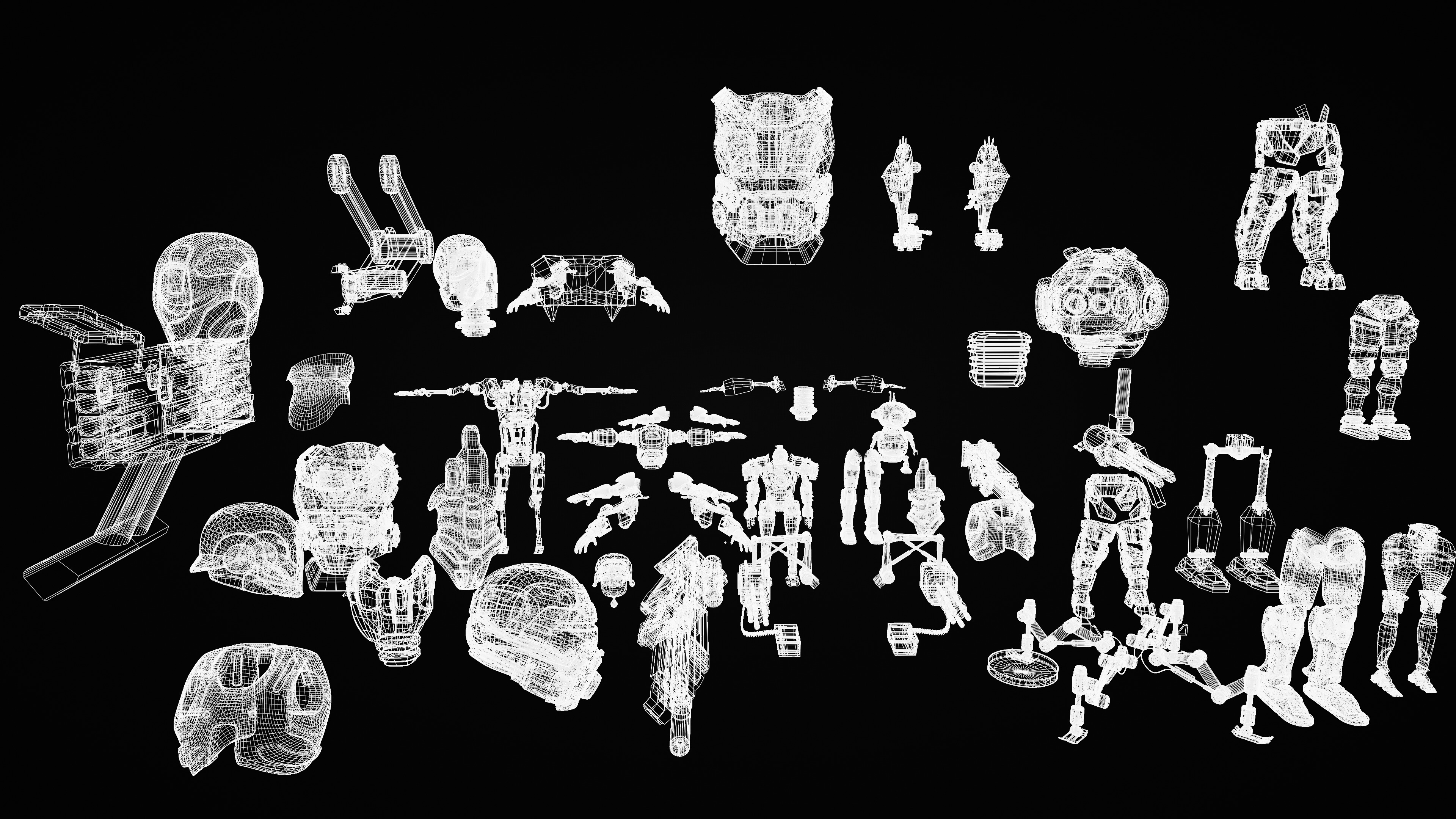60 Robot Parts Kit - Build Your Own Sci-Fi Bot Low-poly 3D model_5