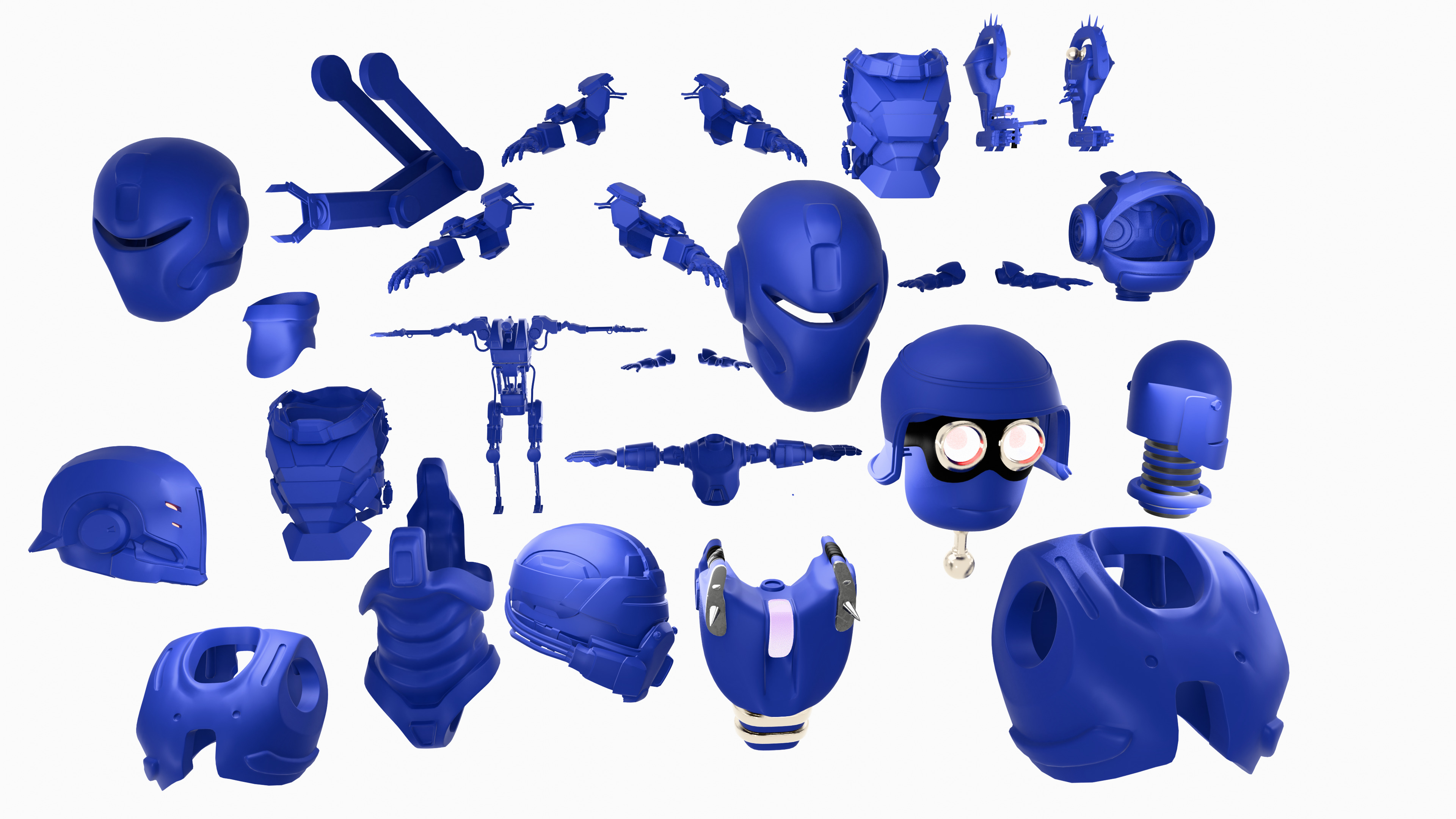 60 Robot Parts Kit - Build Your Own Sci-Fi Bot Low-poly 3D model_2