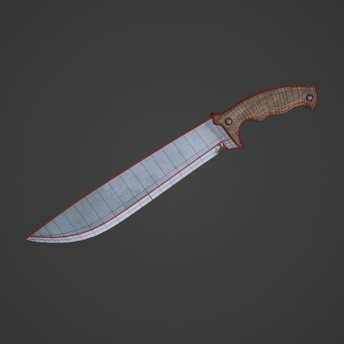 Machete Knife 03 Low-poly 3D model_7