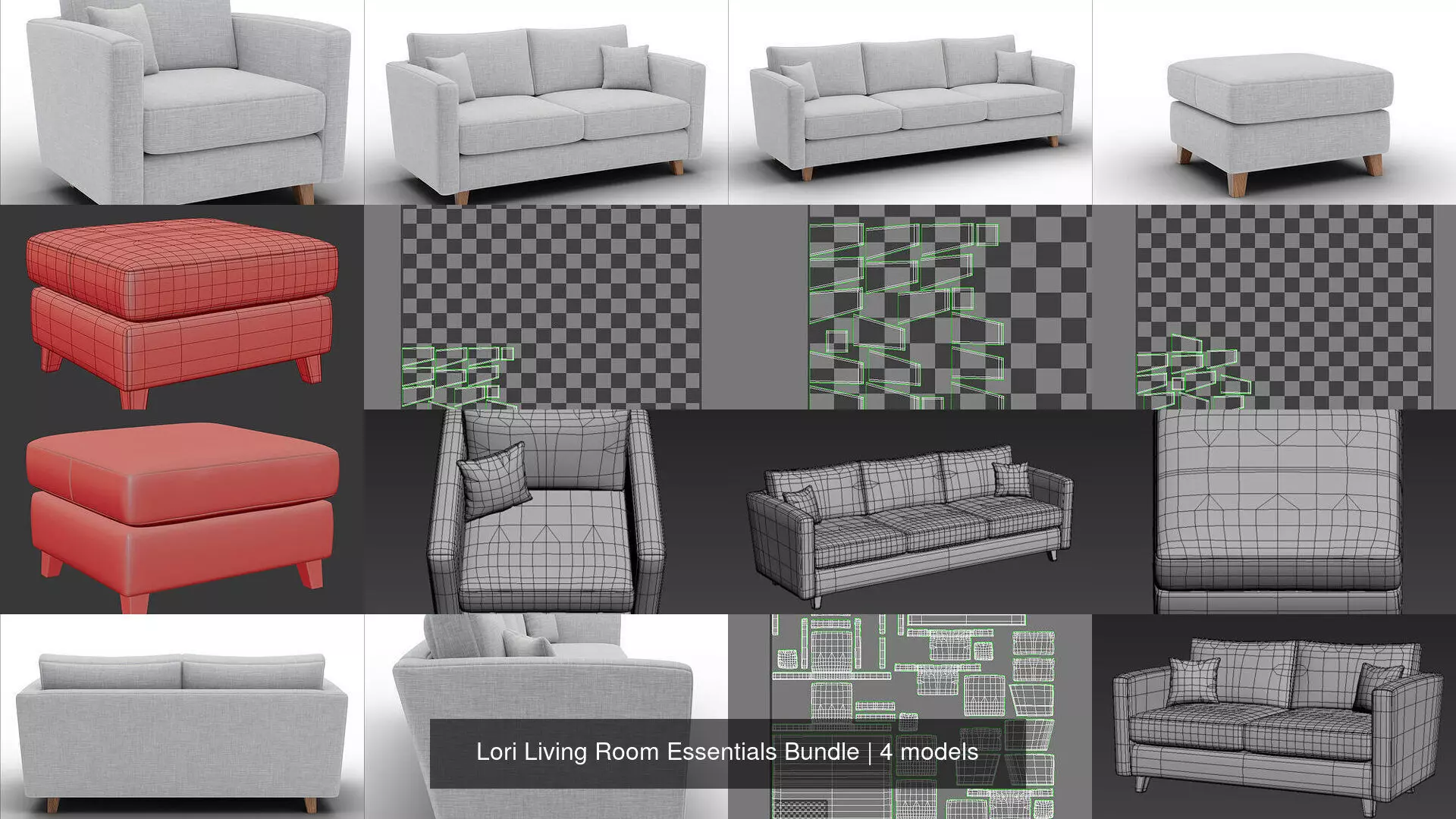 Lori Living Room Essentials Bundle 3D Model Collection_1