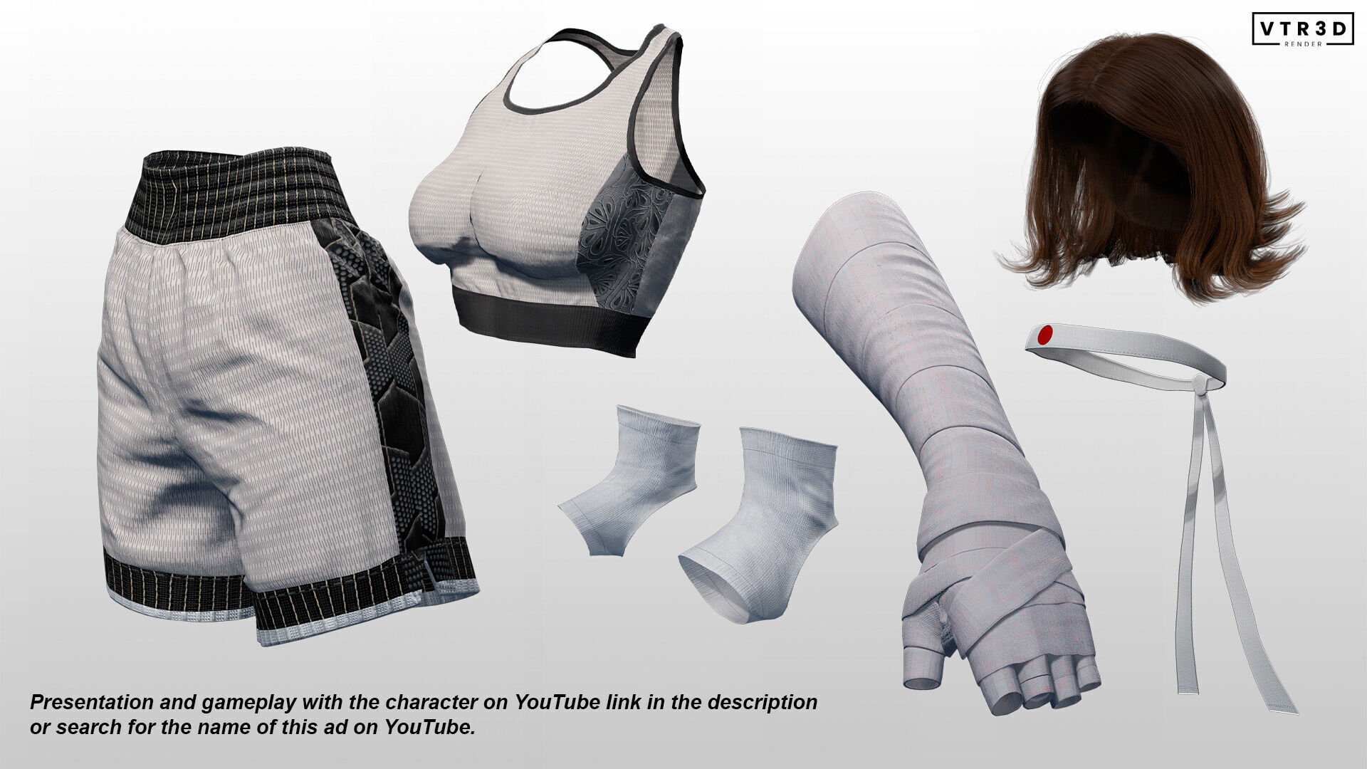 Realistic Female Martial Artist Tattooed Fighter Low-poly 3D model_6