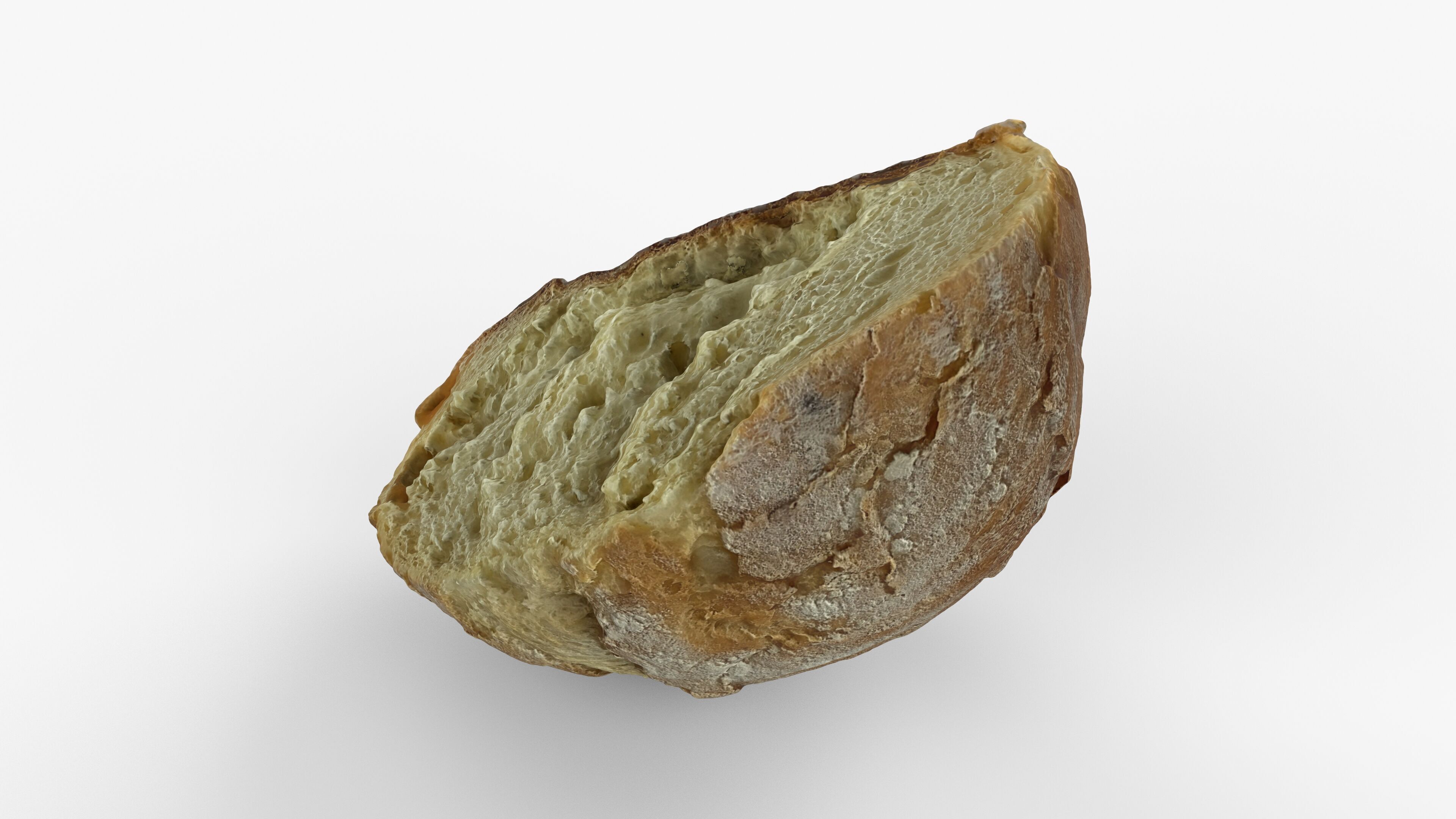Photorealistic 3D scan of half a bread Low-poly 3D model_2