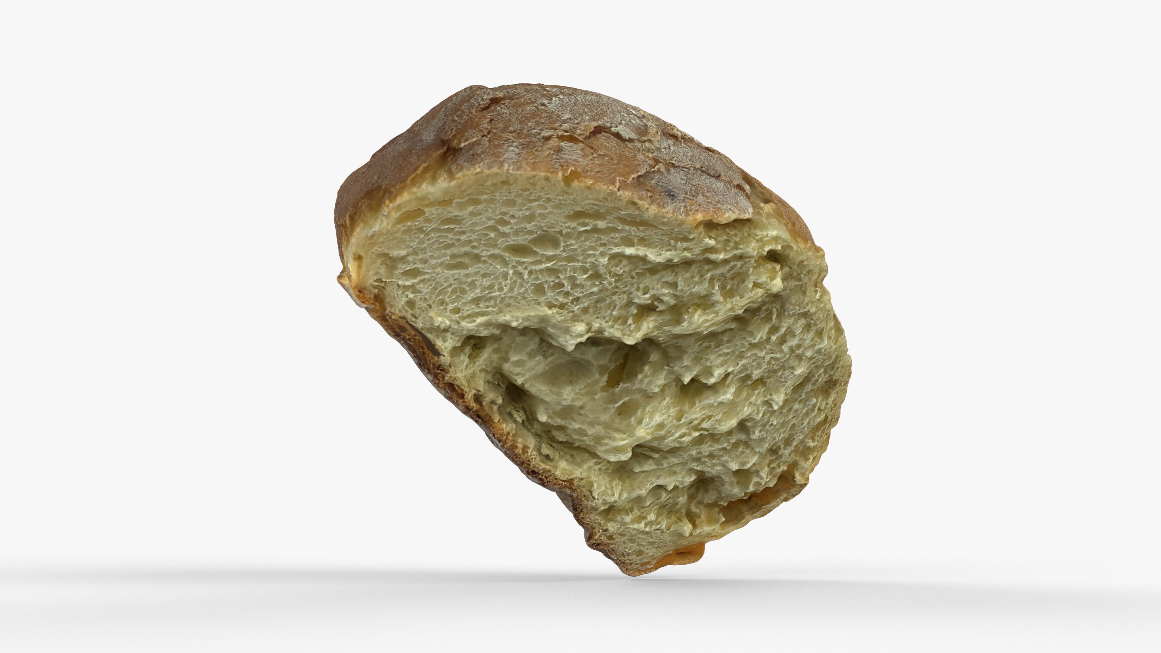 Photorealistic 3D scan of half a bread Low-poly 3D model_7