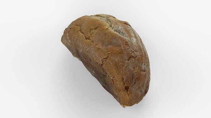 Photorealistic 3D scan of half a bread Low-poly 3D model 3
