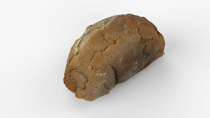Photorealistic 3D scan of half a bread Low-poly 3D model 7