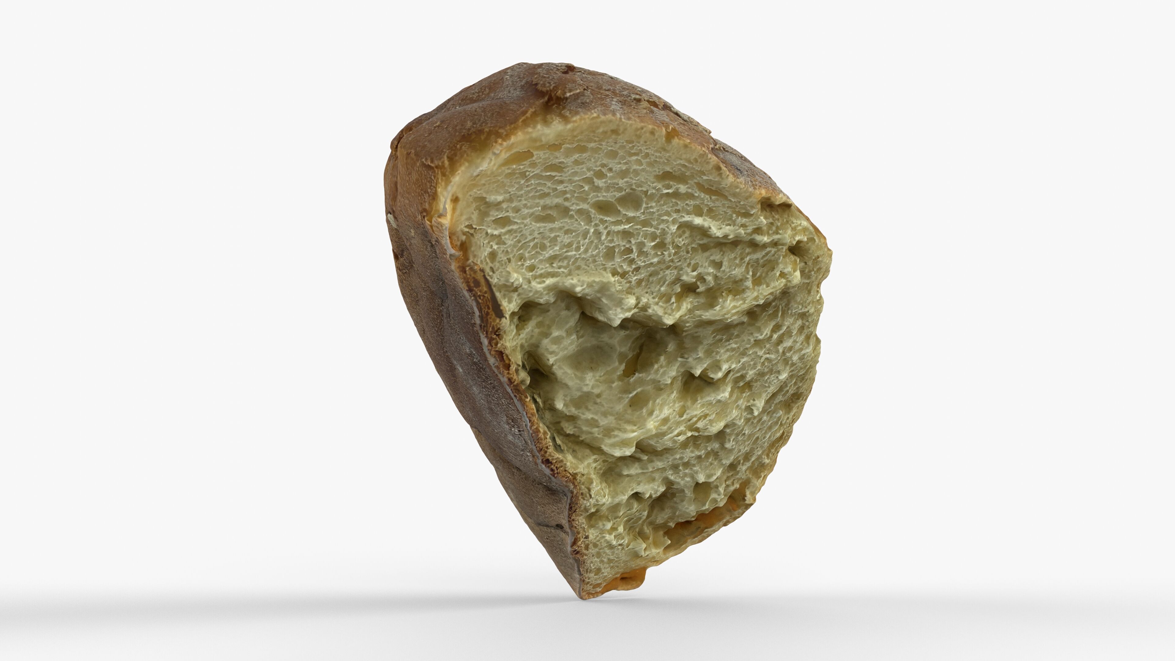 Photorealistic 3D scan of half a bread Low-poly 3D model_12