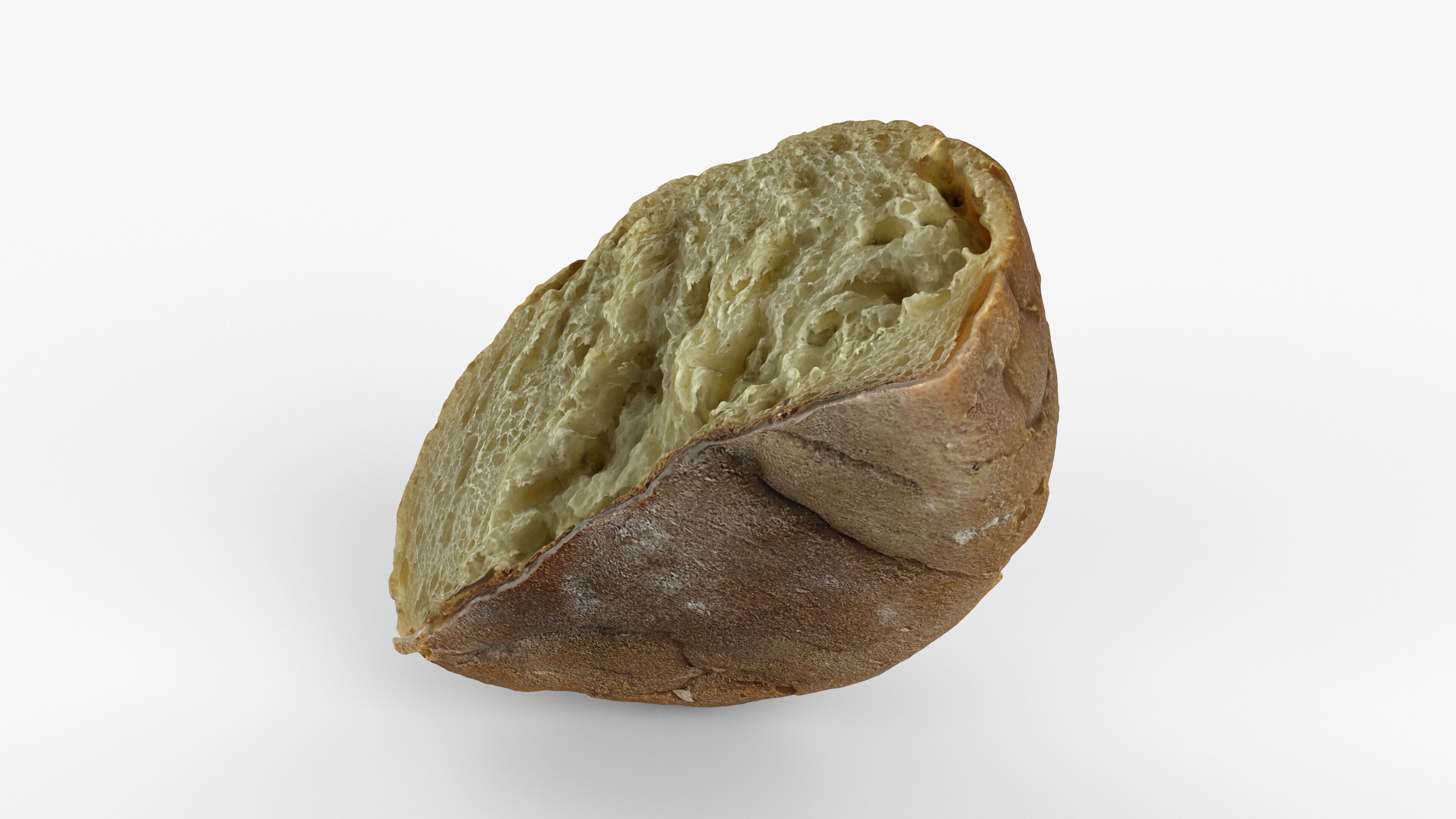 Photorealistic 3D scan of half a bread Low-poly 3D model_10