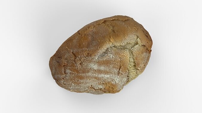 Photorealistic 3D scan of half a bread Low-poly 3D model 6