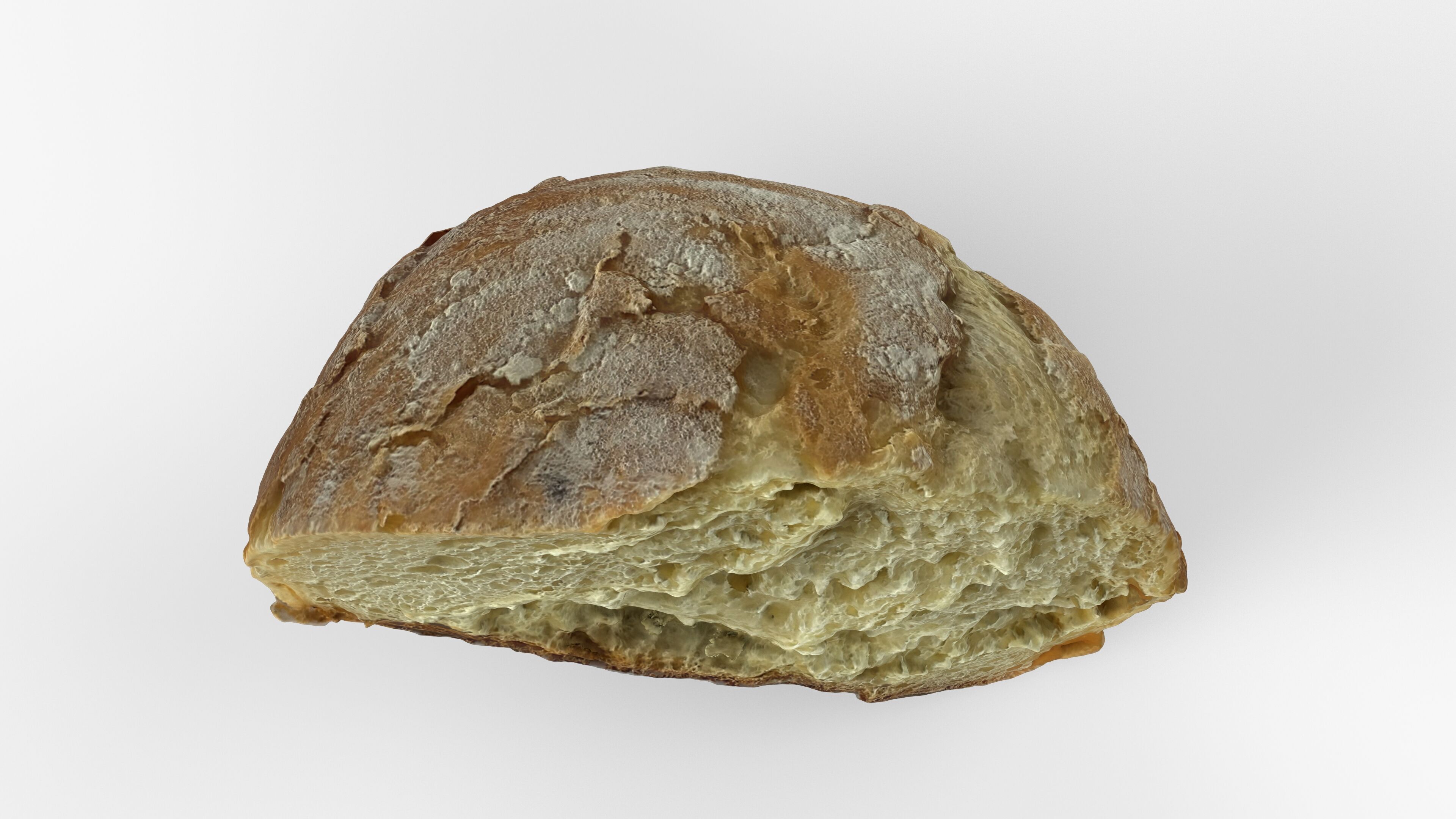 Photorealistic 3D scan of half a bread Low-poly 3D model_11