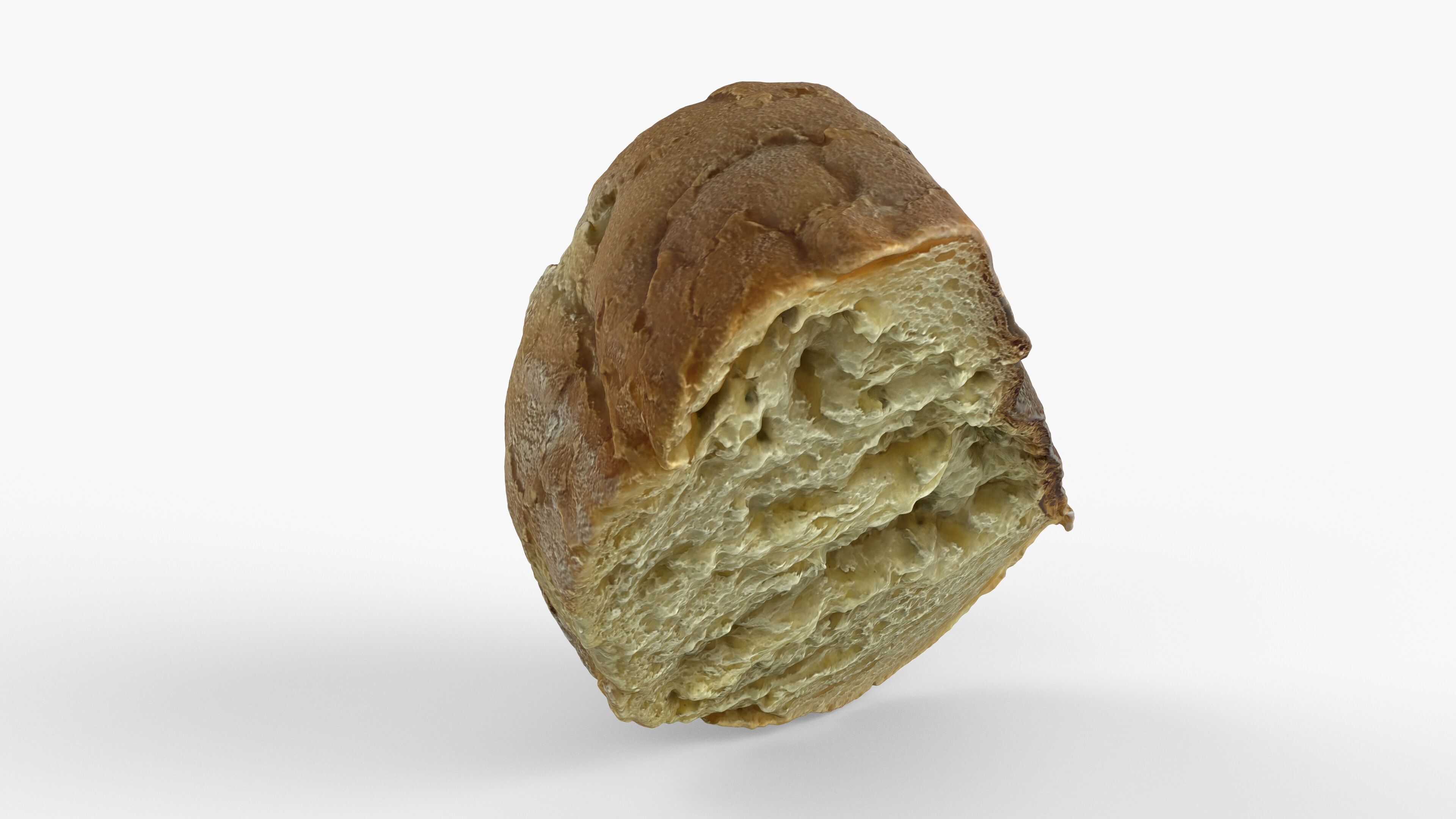 Photorealistic 3D scan of half a bread Low-poly 3D model_9