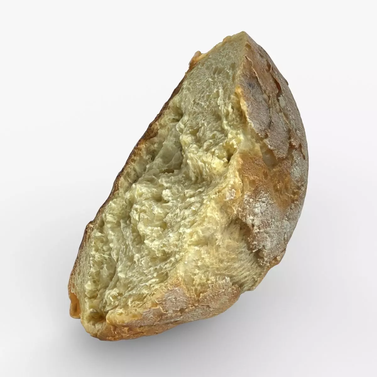 Photorealistic 3D scan of half a bread Low-poly 3D model_0