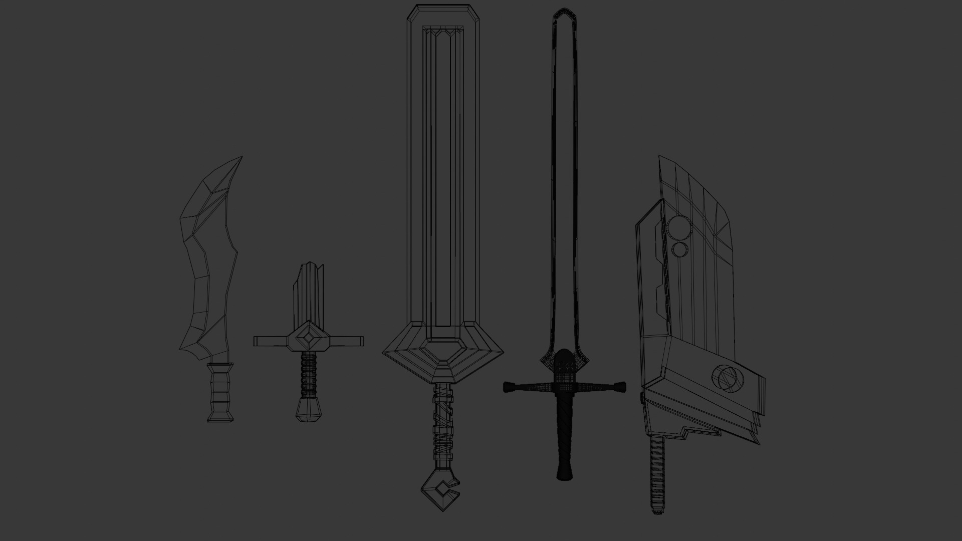 Low Poly stylized Sword Collection Base Mesh Low-poly 3D model_6