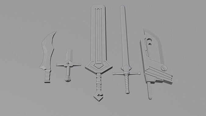 Low Poly stylized Sword Collection Base Mesh  Low-poly 3D model