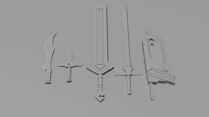 Low Poly stylized Sword Collection Base Mesh 
